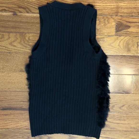 A/X Armani Exchange Wool Cotton Vest Angora Fur Panels Women's XS EUC - Picture 3 of 8